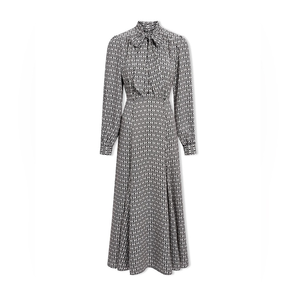 Cefinn Elspeth Maxi Dress - Ecru Black Trellis Print